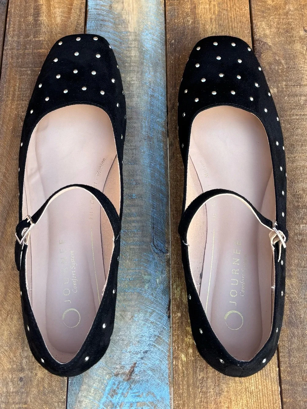 Journee Carrie Black Maryjanes With Silver Button Polka Dots